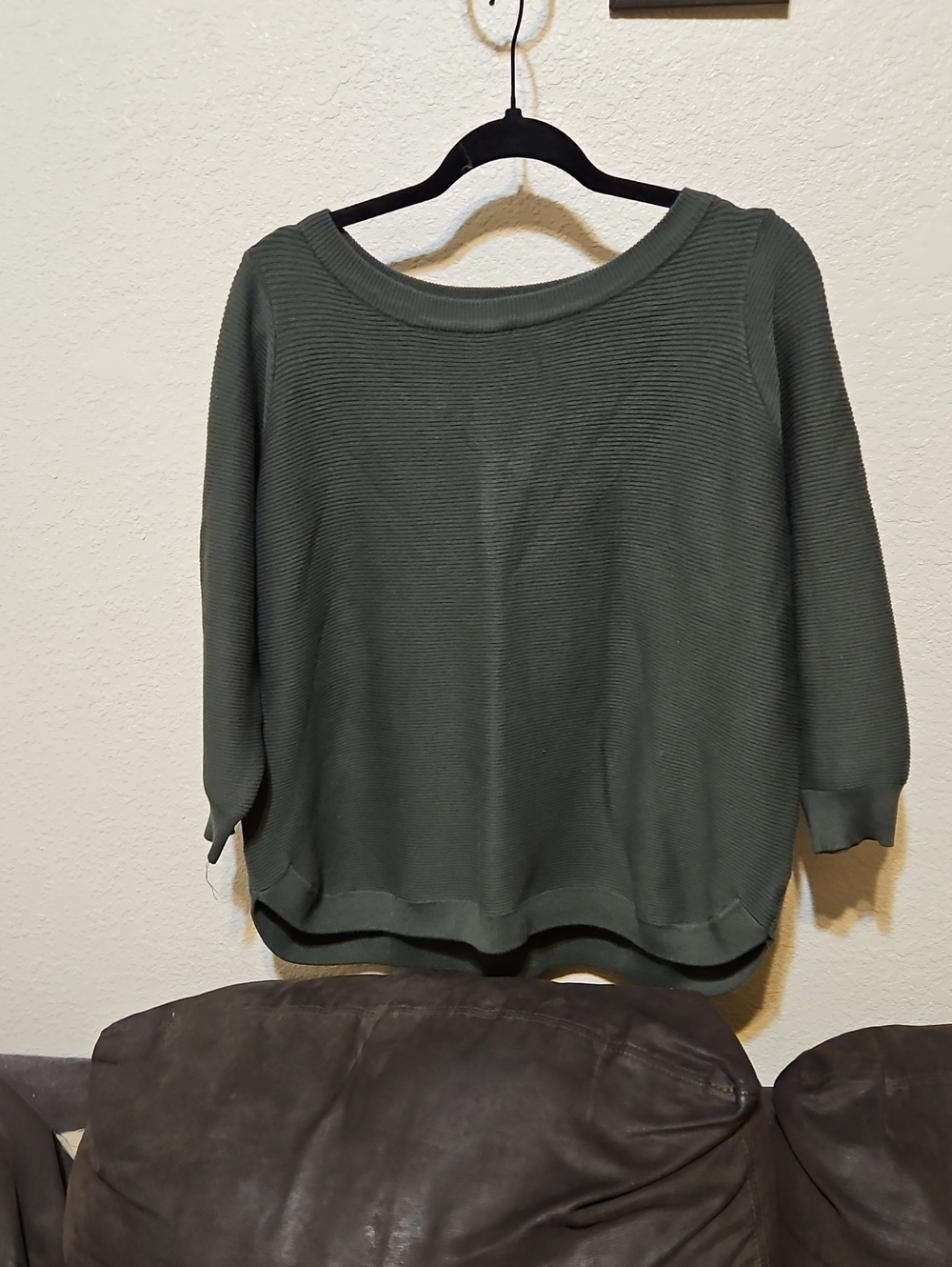 Cyrus Olive Ribbed Scoop Neck Sweater